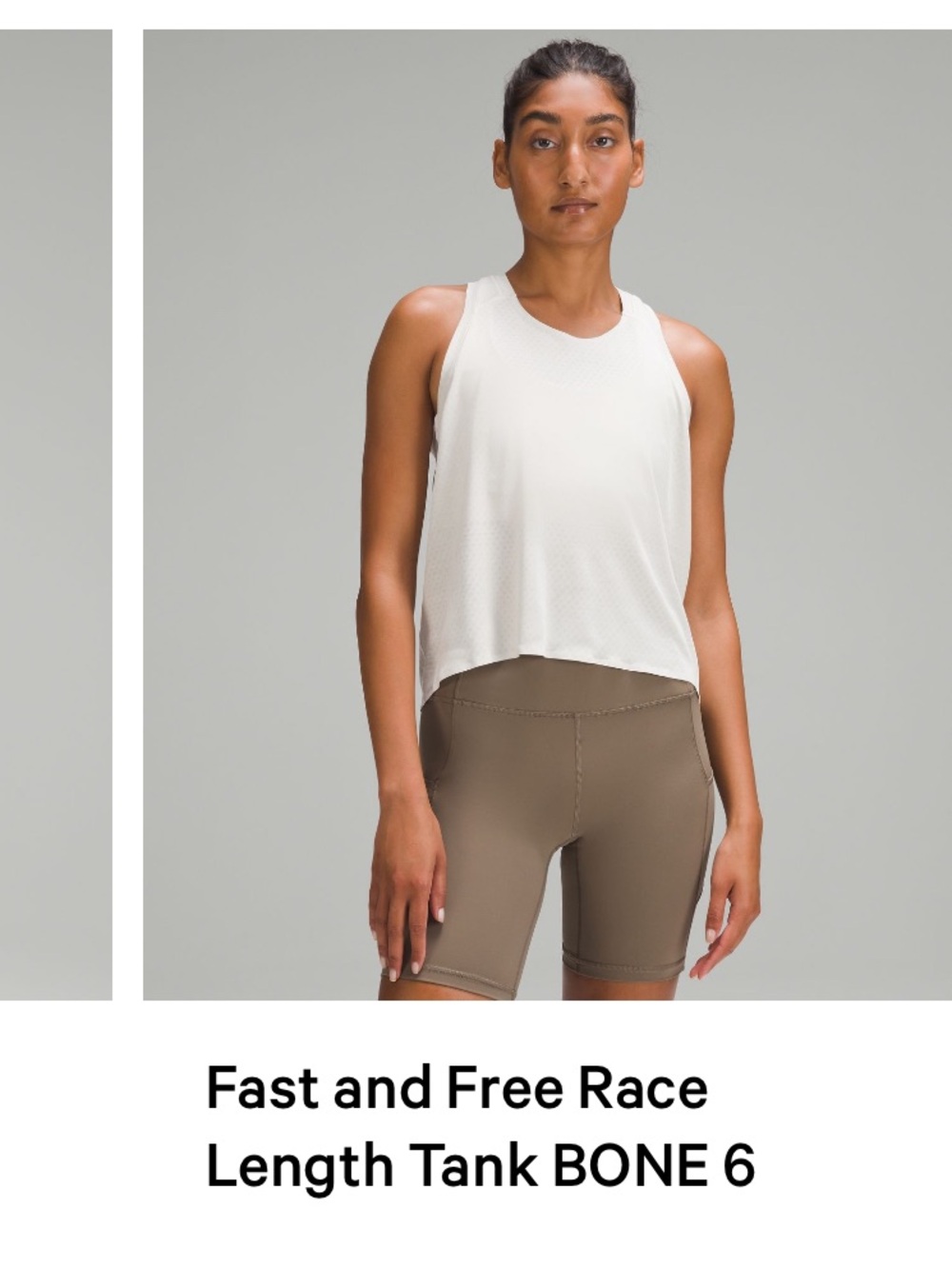 Lululemon Fast and Free Race Length Tank - Bone size 6